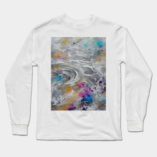 Abstract, Marble, Watercolor, Colorful, Vibrant Colors, Textured Painting, Texture, Gradient, Wave, Fume, Wall Art, Modern Art Long Sleeve T-Shirt